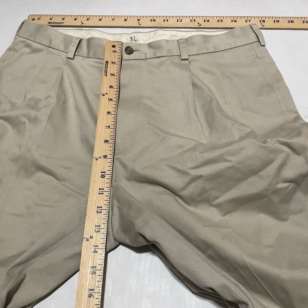 Brooks Brothers Tan Pants 36‎ X 31.5 Advantage Chino Elliot Pleated Cuffed 346 - Picture 3 of 7